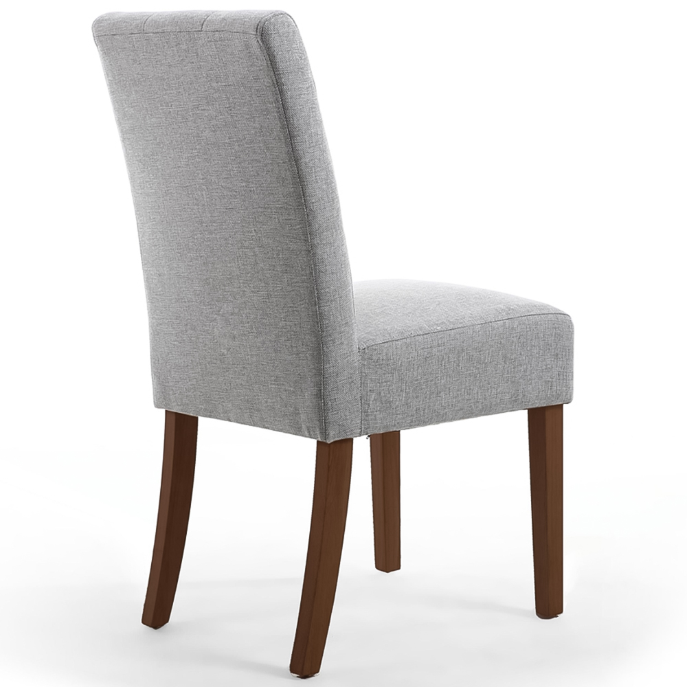 Portland Harlow Silver Grey Linen Walnut Legs Waffle Back Dining Chair Image 3