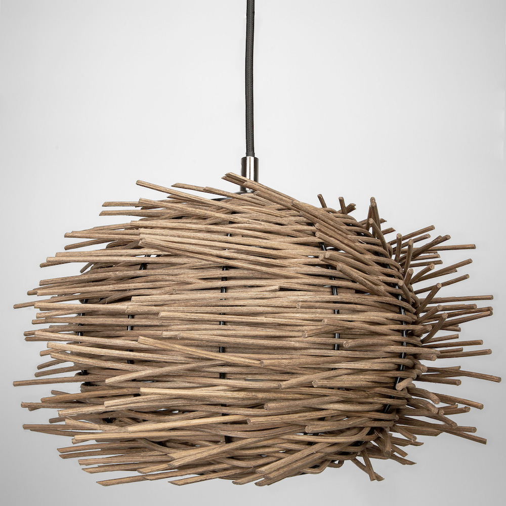 Happy Homewares Natural Brown Rattan Wicker Vintage Nest Pendant Shade Image 7