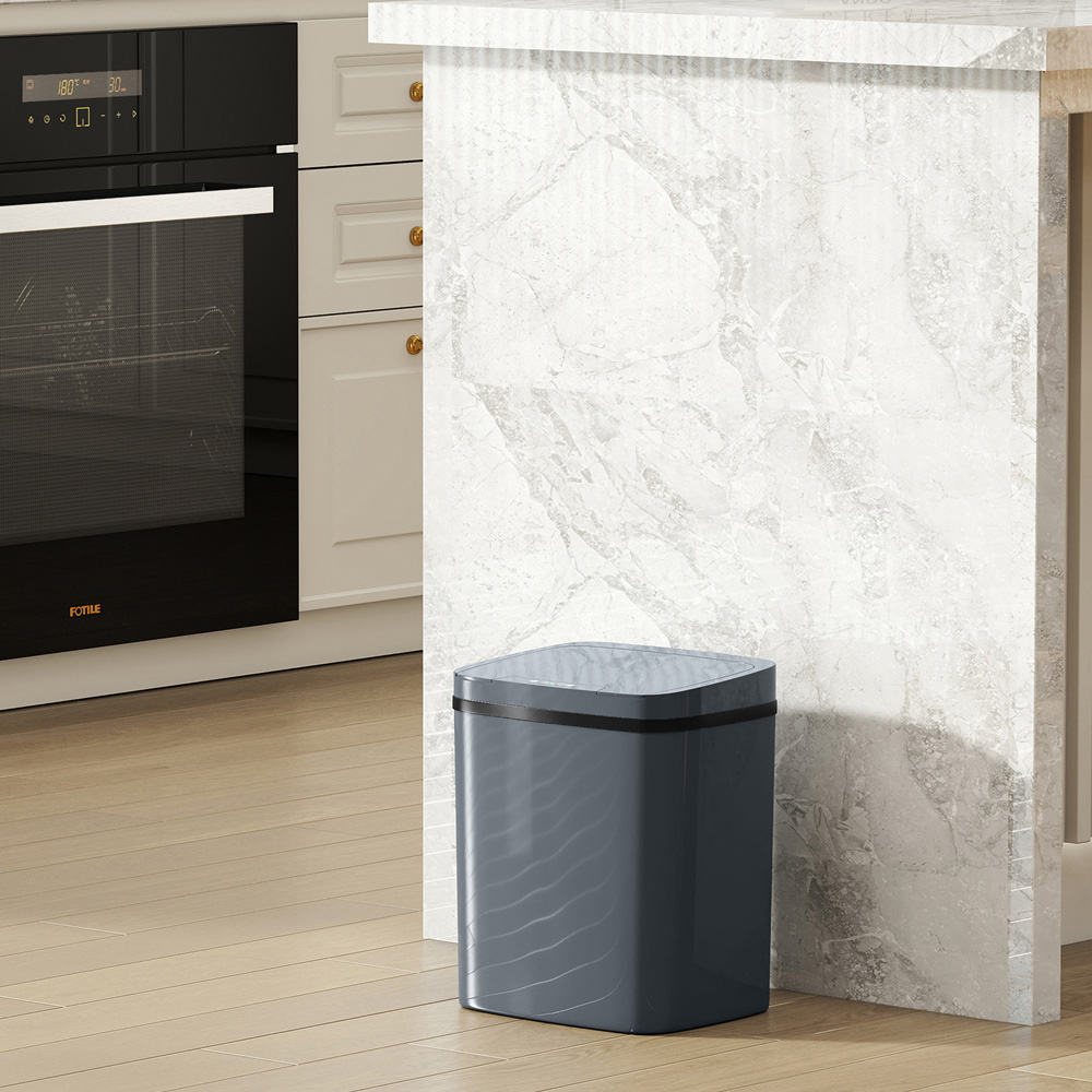 HOMCOM Grey Automatic Kitchen Sensor Bin 15L Image 3