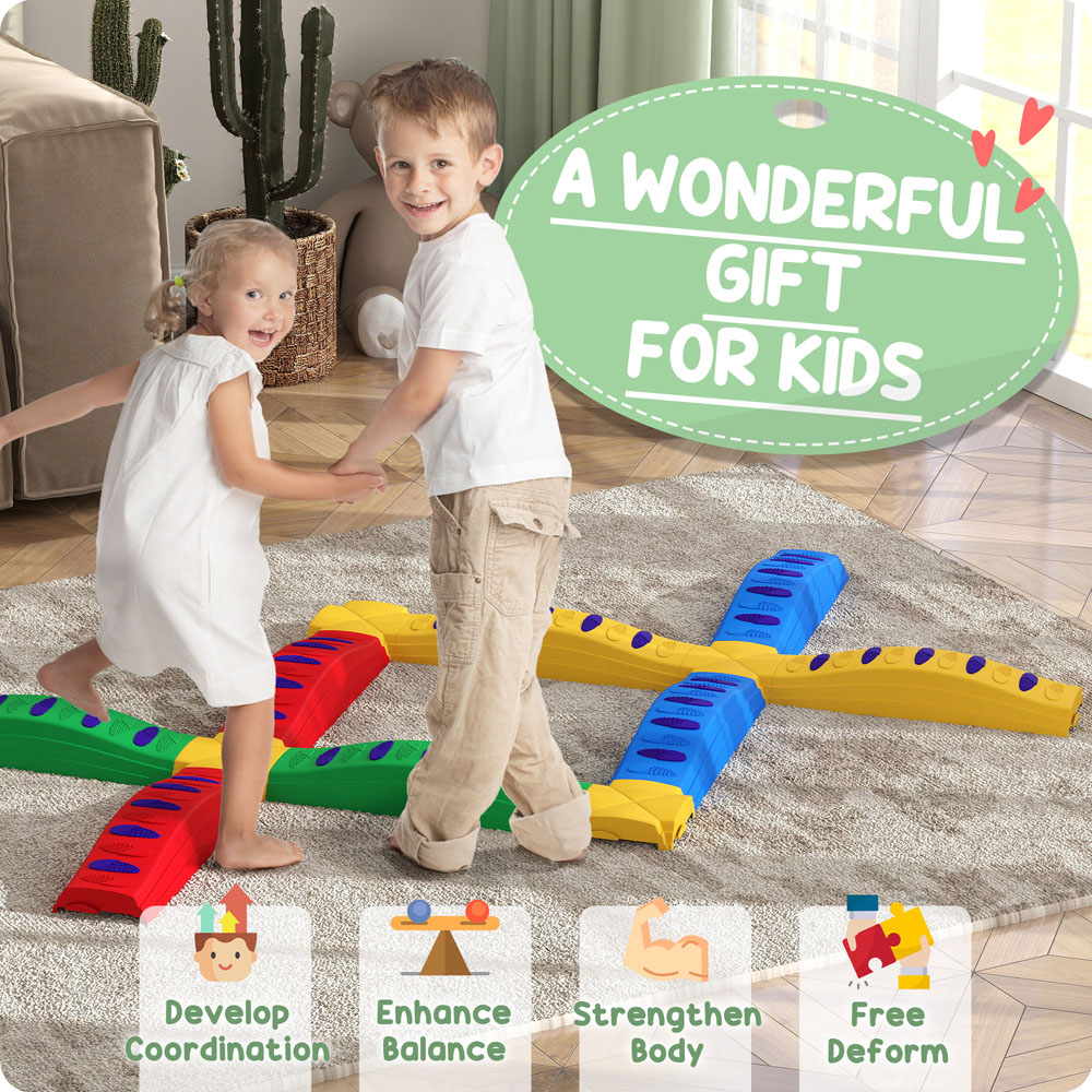 Tommy Toys 12 Pieces Kids Balance Beam Stepping Stones with Non-Slip Foot Pads Image 4