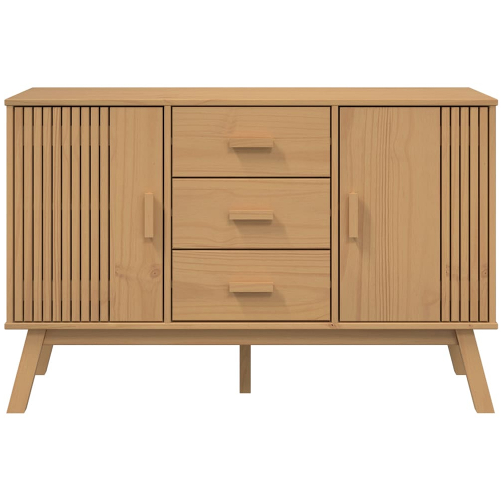 vidaXL Olden 2 Door 3 Drawer Brown Solid Pine Wood Sideboard Image 5