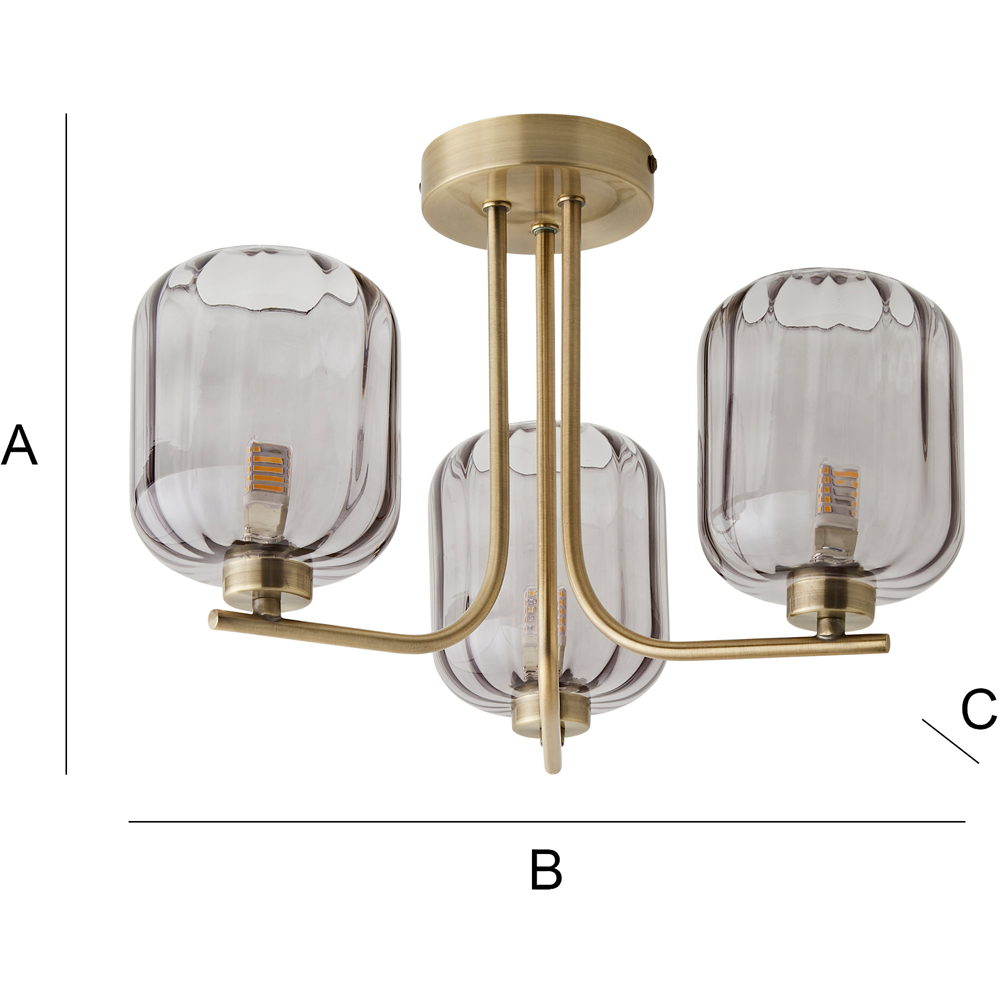 ValueLights Amelie 3 Way Ribbed Glass Gold Stem LED Ceiling Pendant Light Image 8