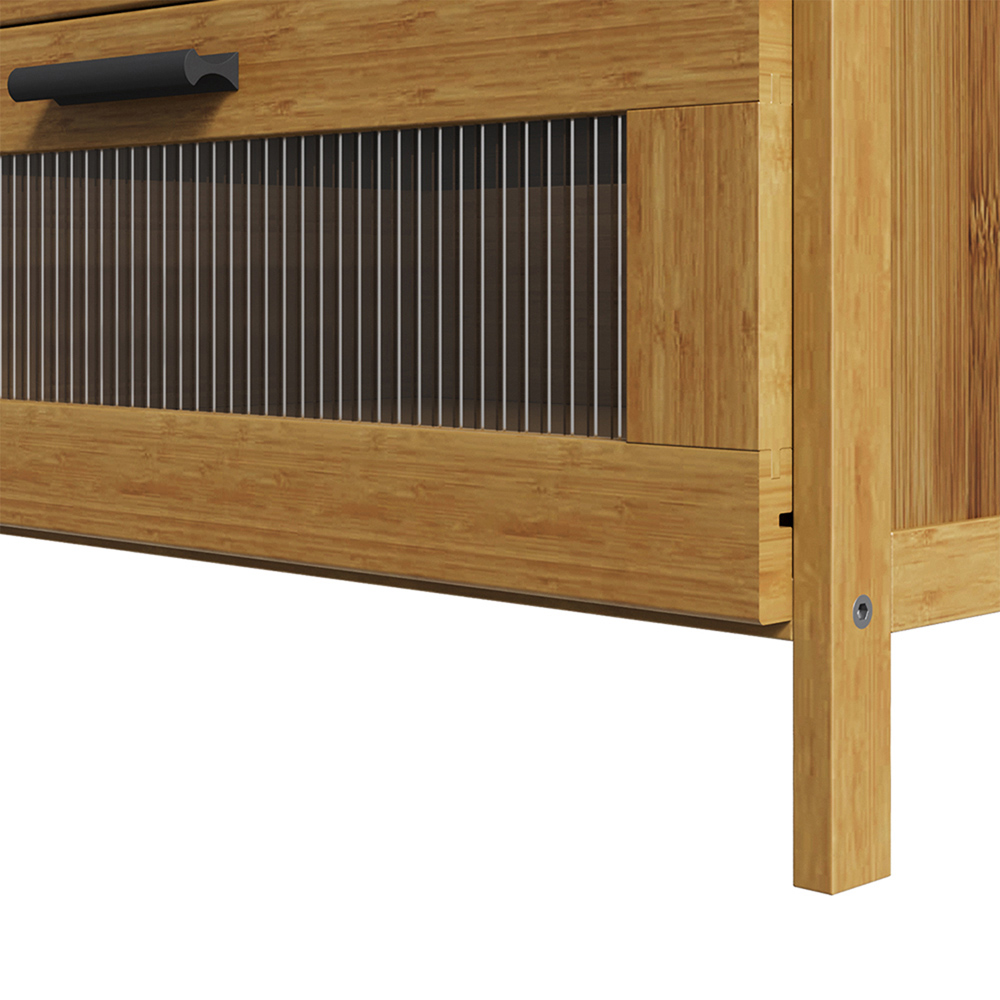 Living and Home 3 Drawer Tawny Acrylic Panel Bedside Table Image 3