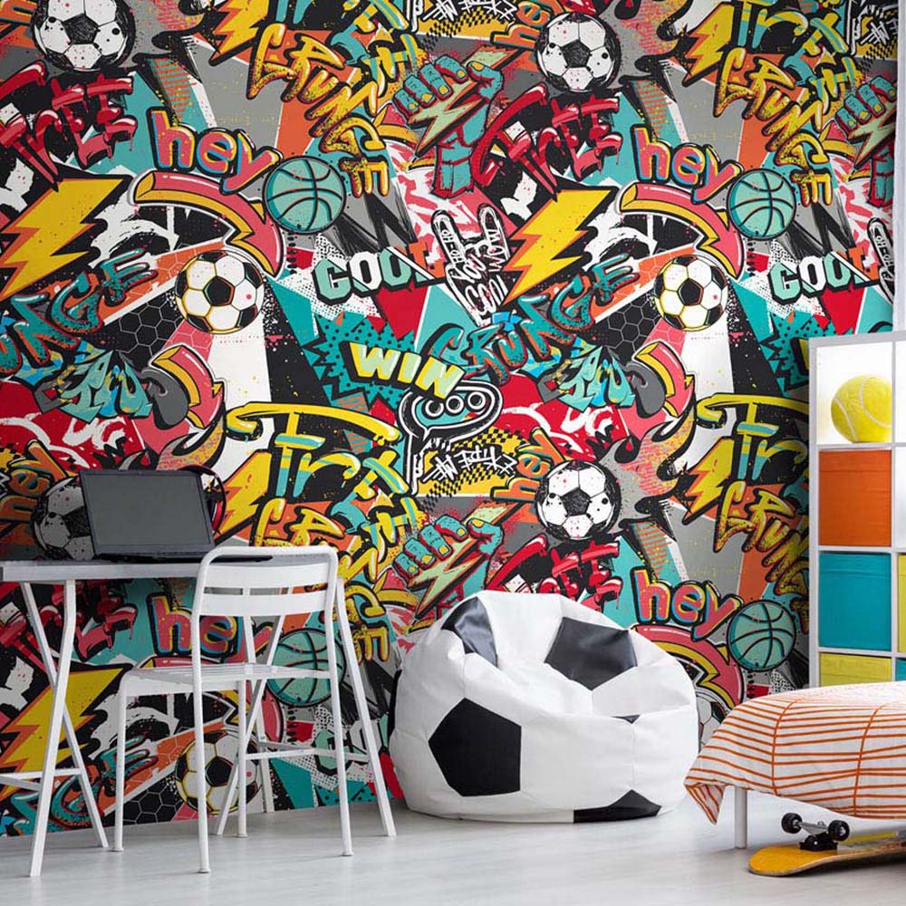 Origin Murals Repeatable Sports Graffiti Red 3 Drop Wall Mural Image 1