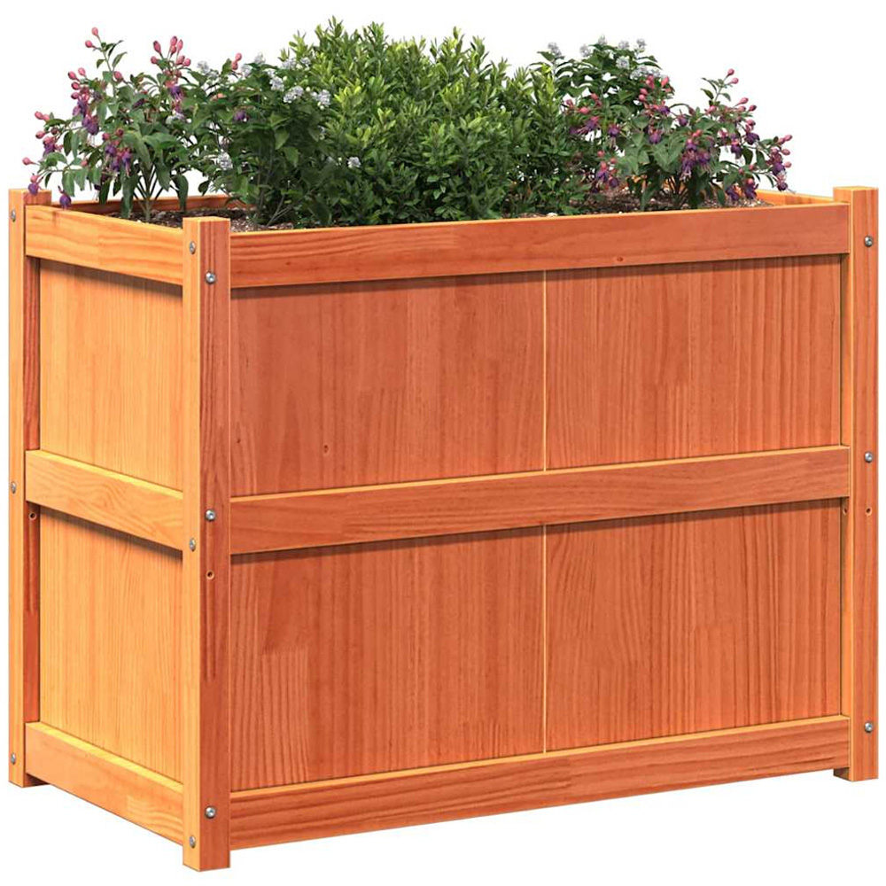 vidaXL Brown Solid Pine Wood Garden Planter 70 x 90 x 50cm Image 3