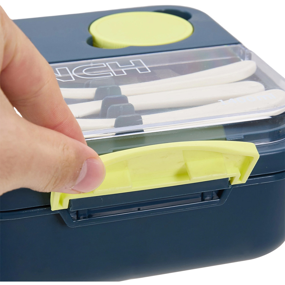 Living and Home 1.4L Blue Lunch Box with Cutlery Set Image 5