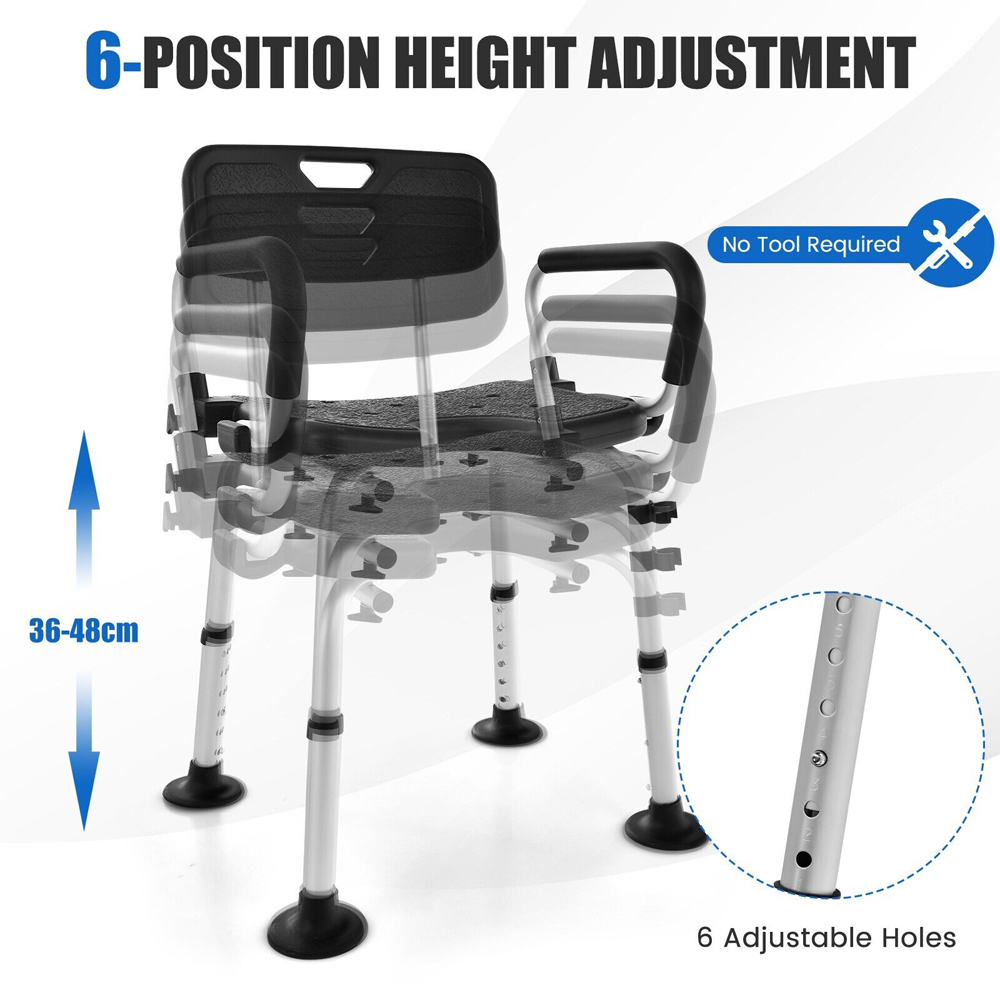Costway Black Height Adjustable Shower Chair Image 5