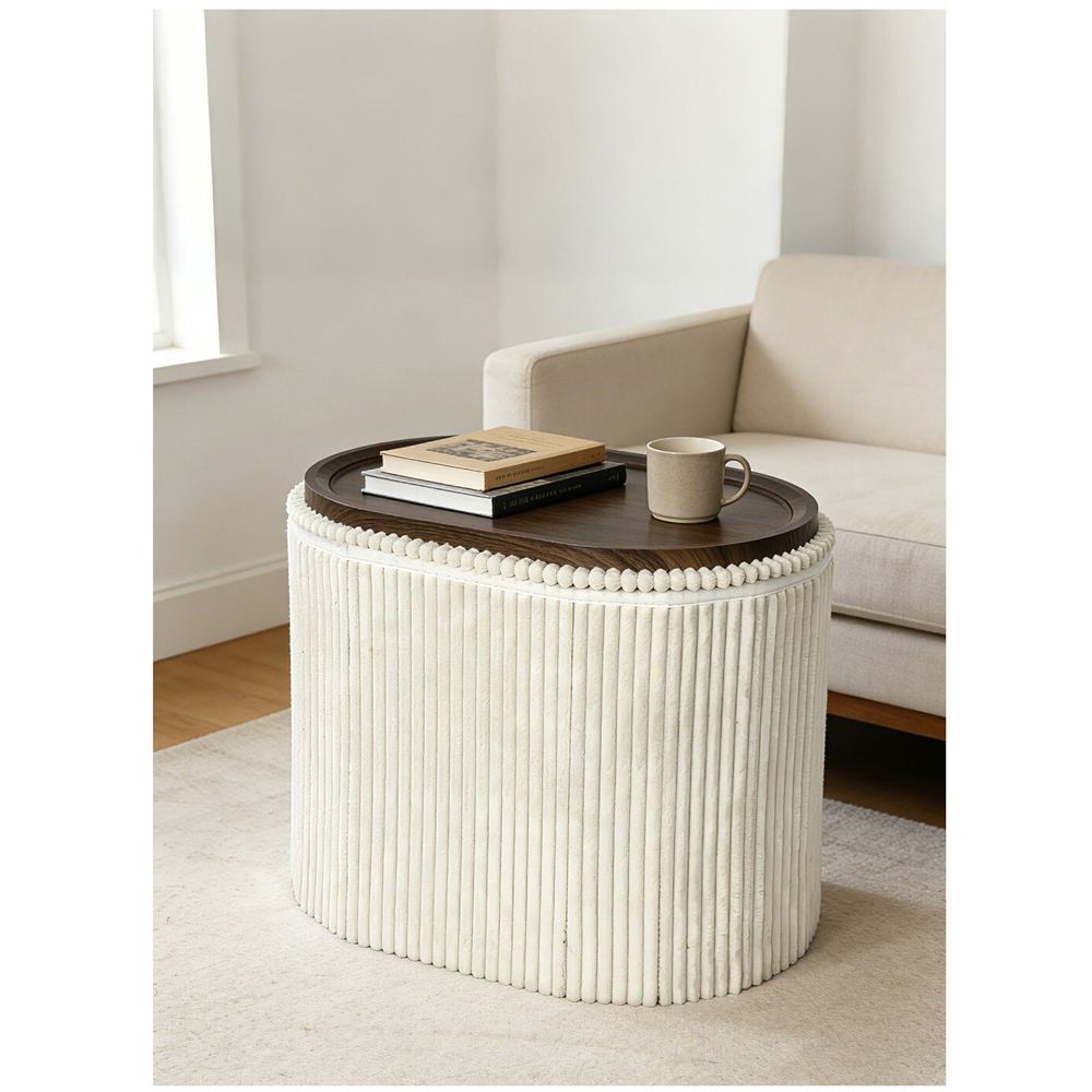 Neve Storage Ottoman with Reversible Lid Ivory Image 4