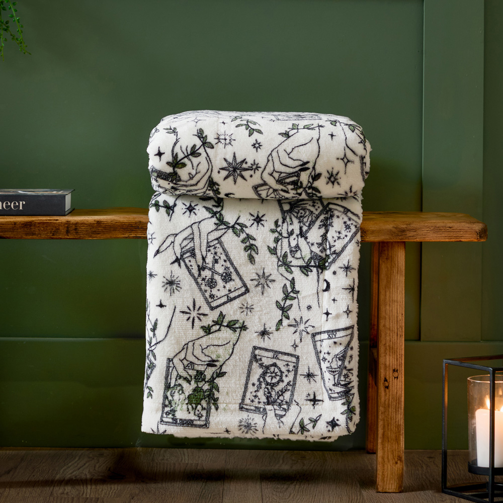 Furn Celestial Stories Printed Green Sherpa Fleece Throw 130 x 180cm Image 2