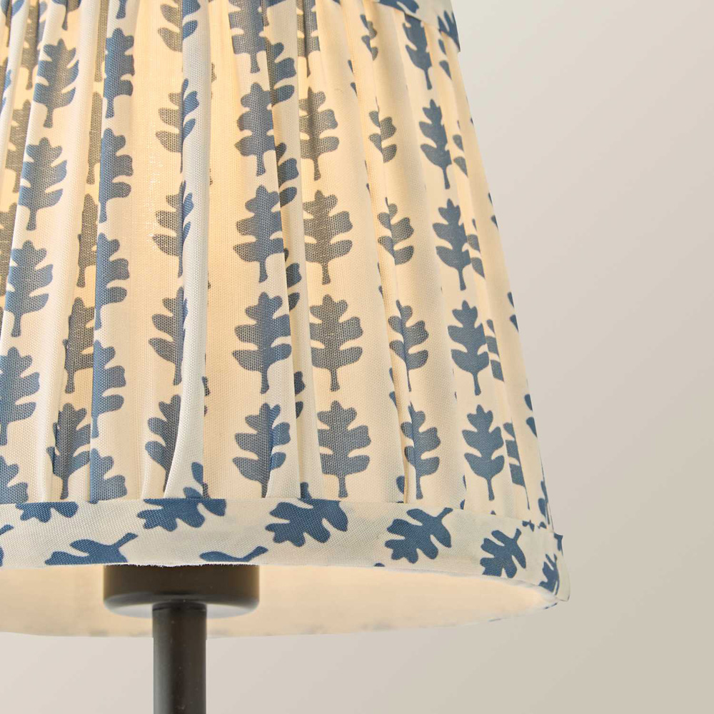 ValueLights Lowe Blue Ditsy Floral Pleated Shade Black Rechargeable Table Lamp with Bulb Image 4