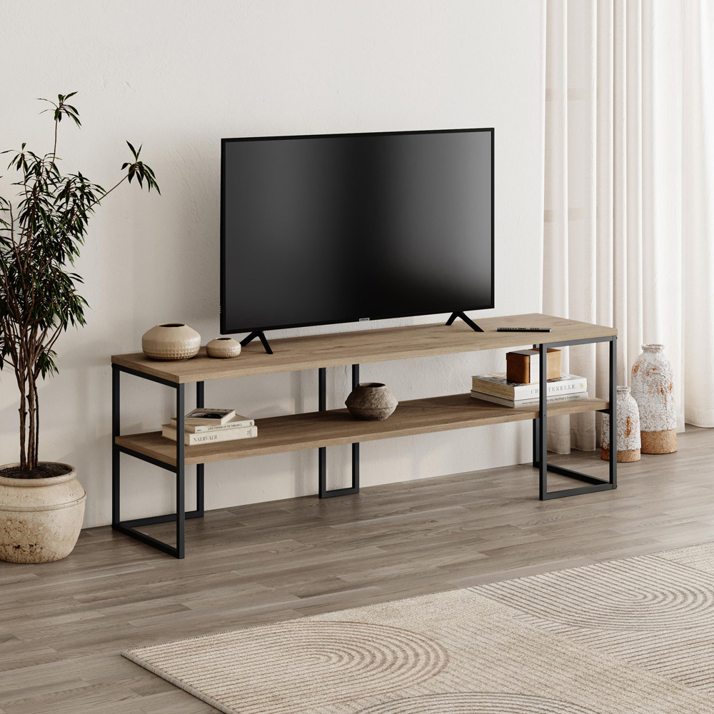 Decortie Black Friday Single Shelf Natural Oak TV Stand Image 4