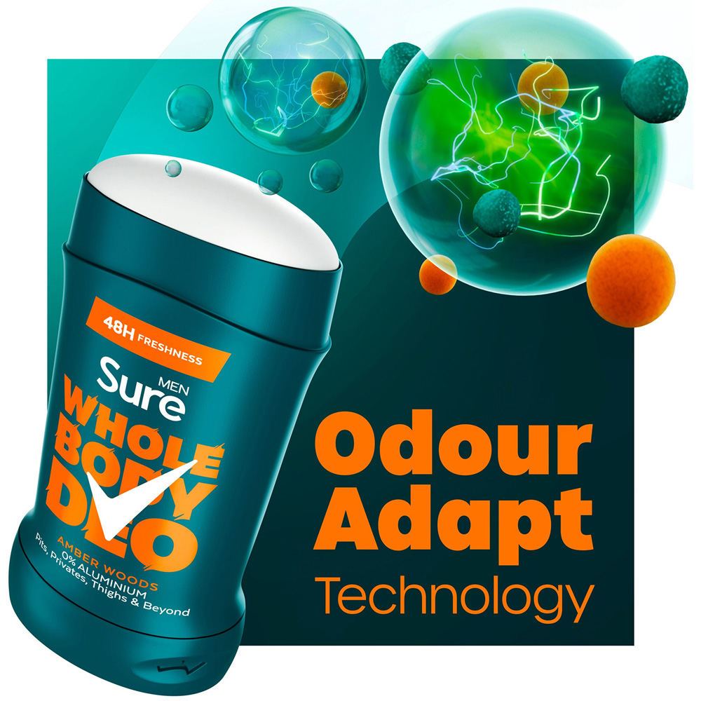 Sure Men Whole Body Amber Woods All Over Odour Control Deodorant Stick 50ml 6 Pack Image 4