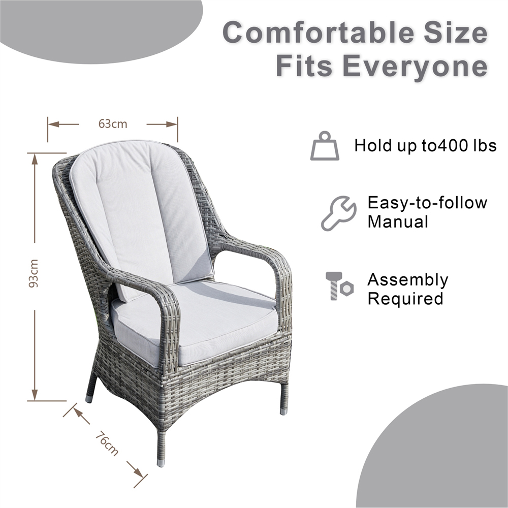 Direct Wicker Set of 2 Grey PE Rattan Outdoor Dining Chairs Image 9