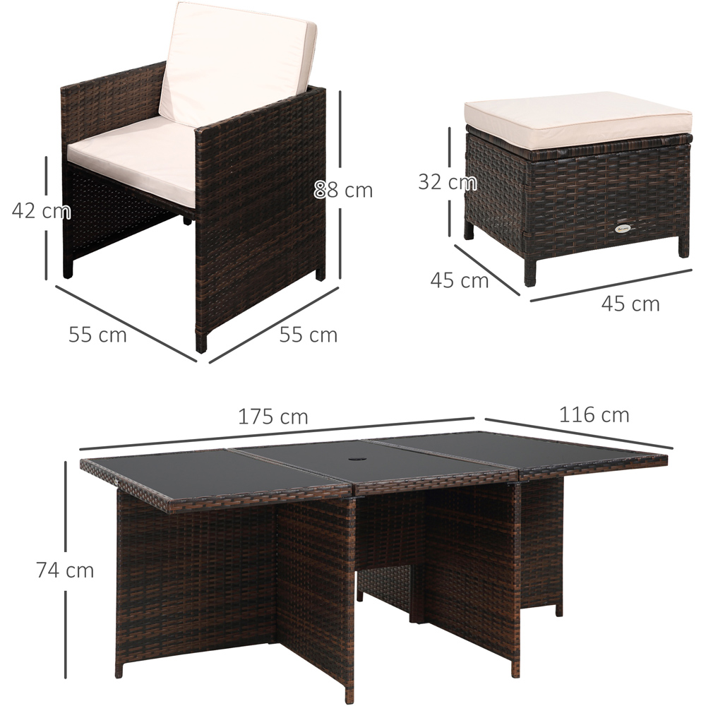 Outsunny Rattan 10 Seater Dining Set Brown Image 7