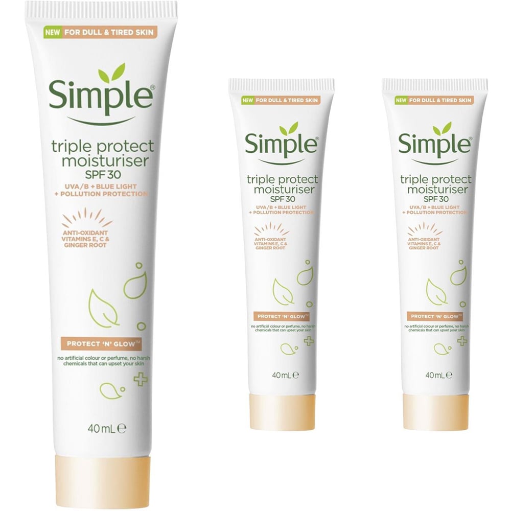 Simple Triple Protection SPF 30 Moisturiser Cream 3 Pack 40ml Image 1