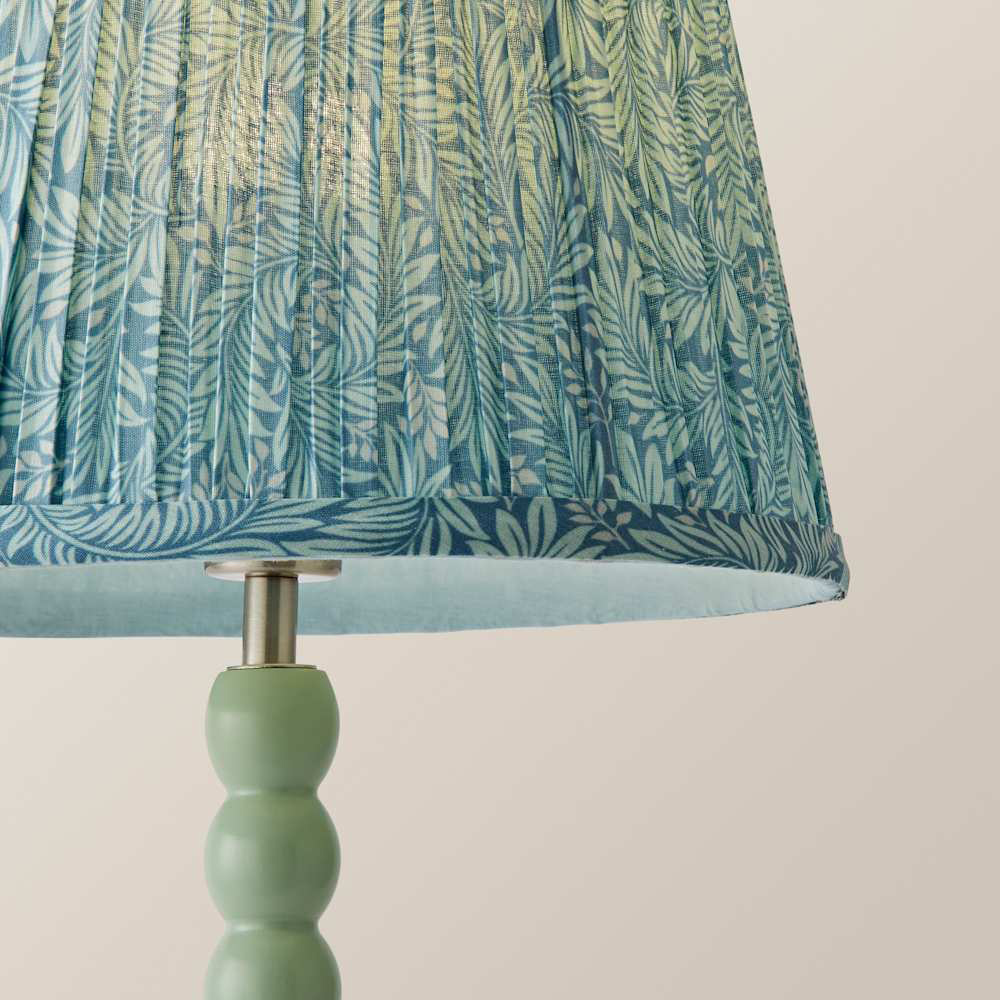 ValueLights Leaf Pleated Shade Pastel Green Bobbin LED Table Lamp with Bulb Image 5