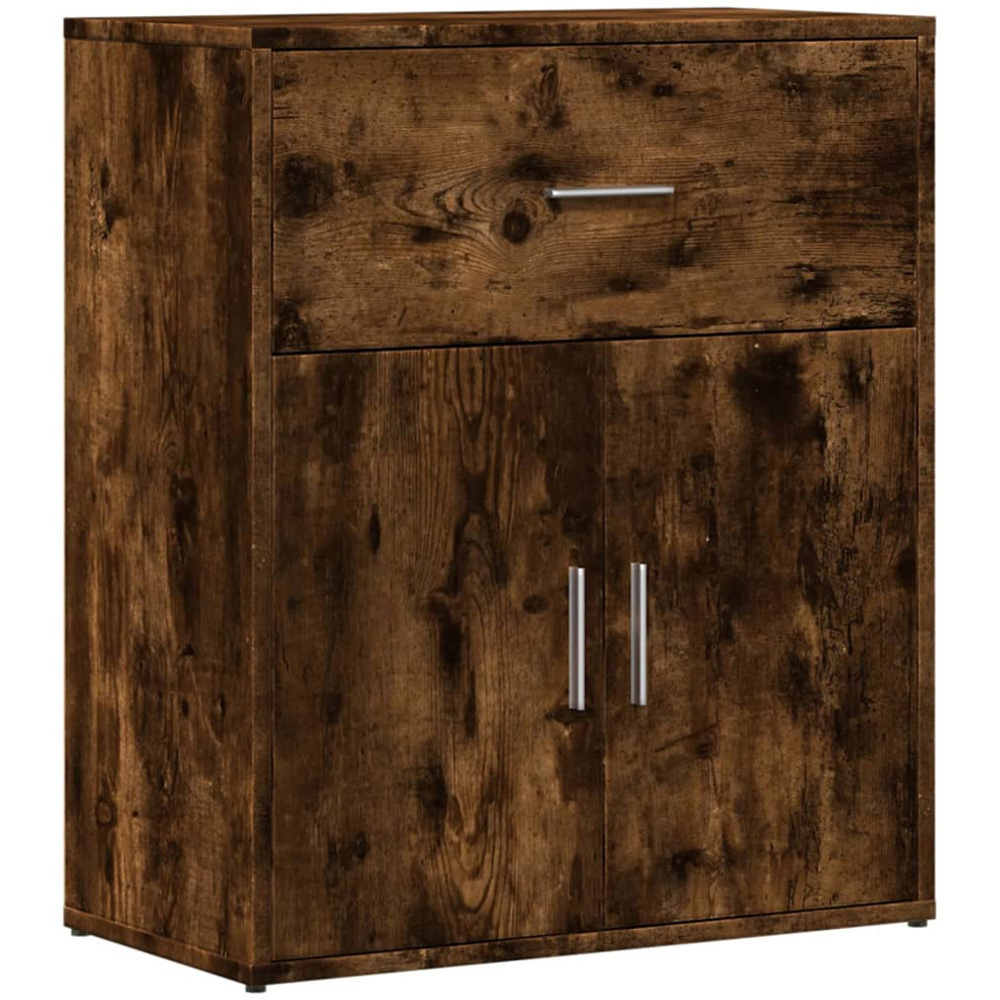 vidaXL 2 Door Single Drawer Smoked Oak Sideboard Set of 2 Image 2