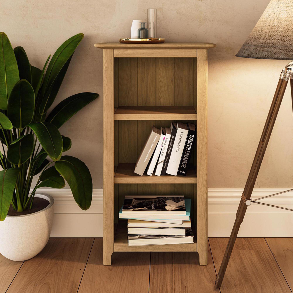FWStyle Taberno 3 Shelf Natural Lacquered Oak Bookcase Image 6