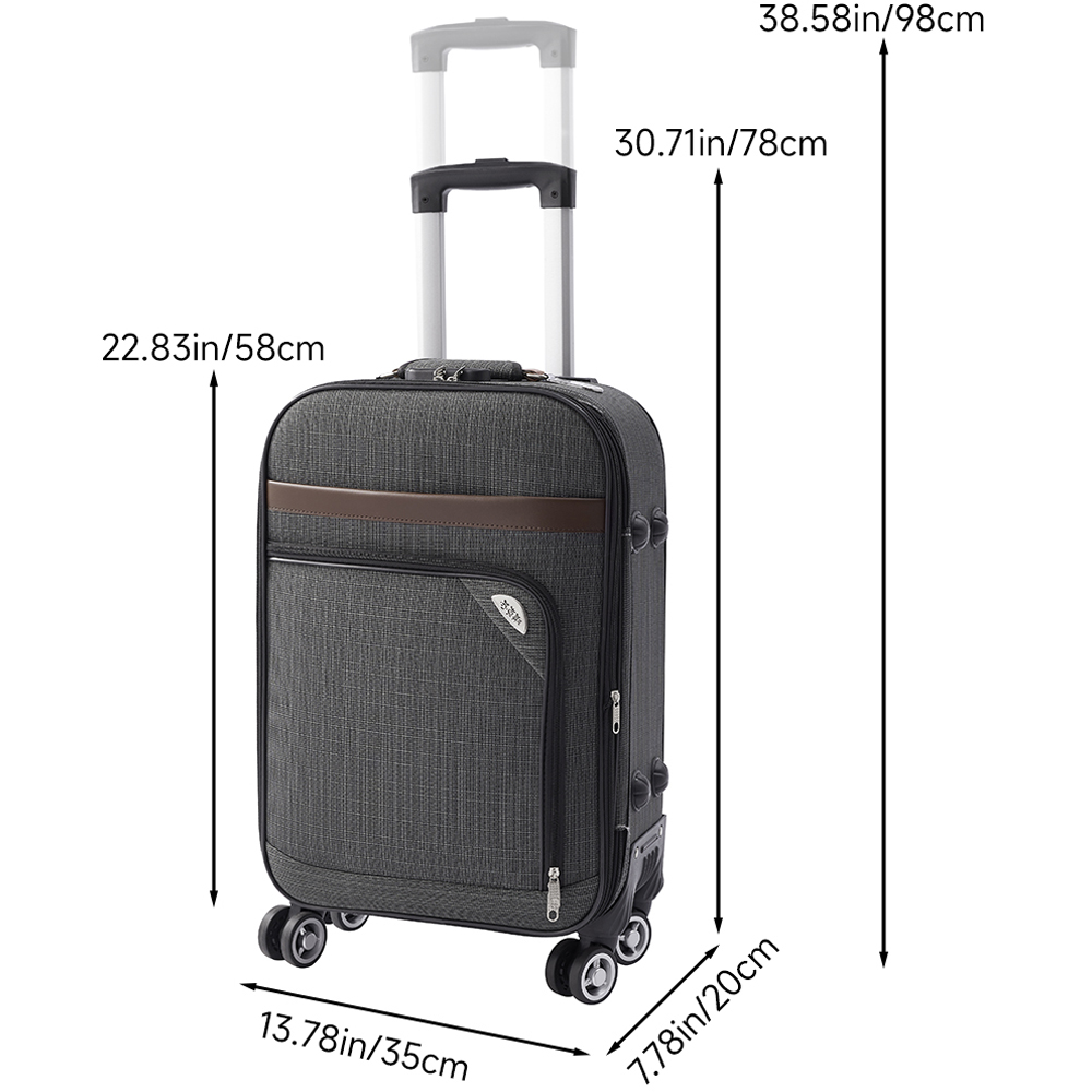 H&O Direct 20inch Grey Softshell Luggage with Combination Lock Image 6