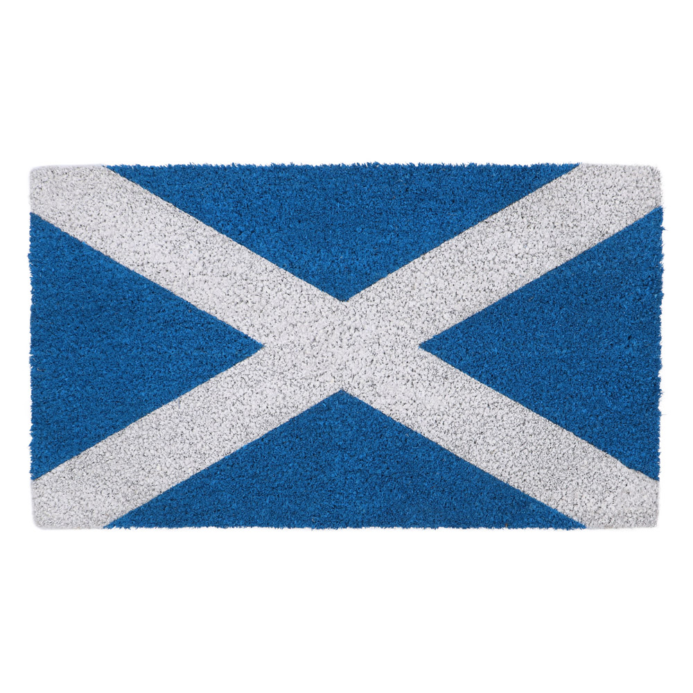 JVL Scottish Flag Latex Coir Door Mat 40 x 70cm Image 1