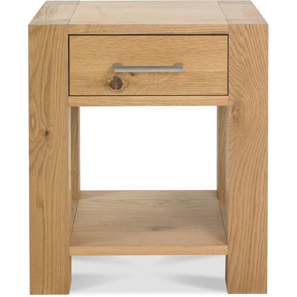 Bentley Designs Turin Single Drawer Single Shelf Light Oak Lamp Table Image 3