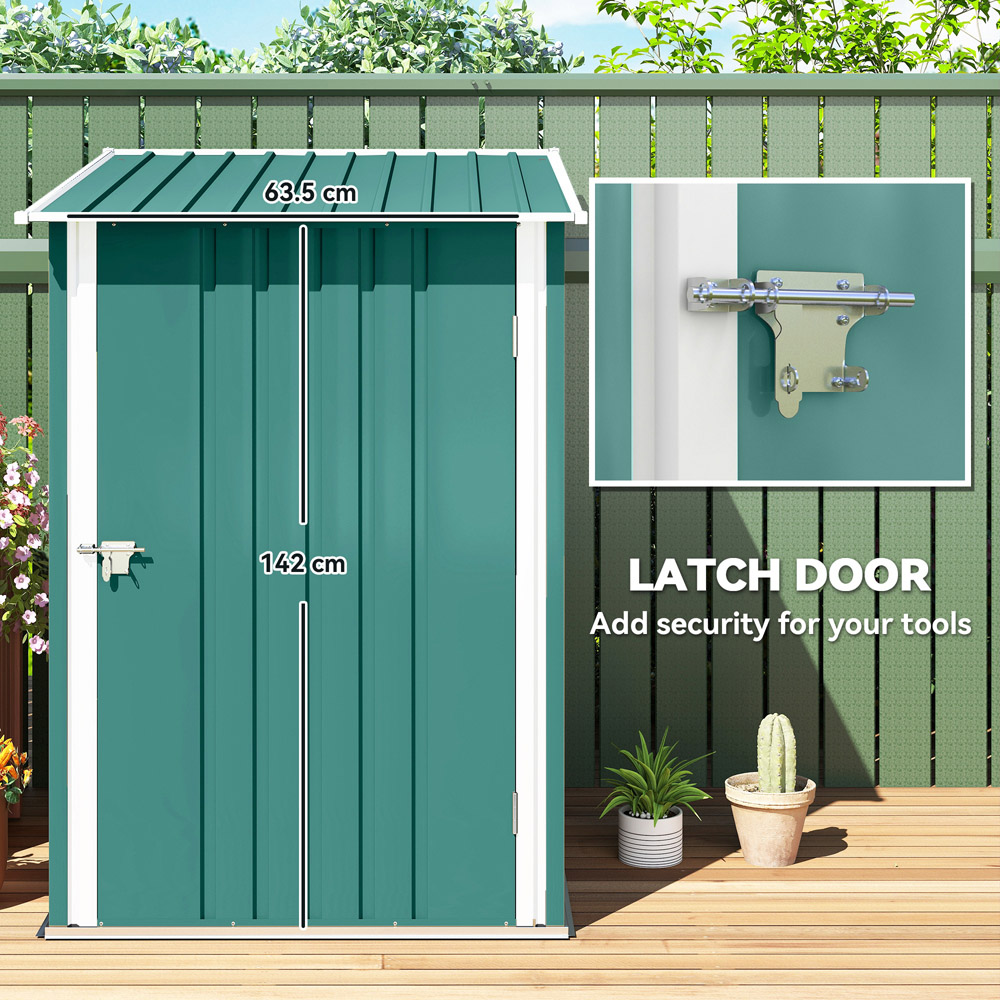 Outsunny 3.3 x 3.4ft Green Steel Garden Storage Shed with Lockable Door Image 7