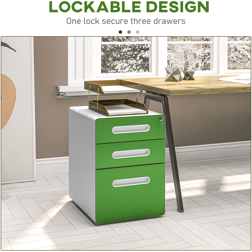 Portland 3 Drawer Green File Storage Cabinet Image 5
