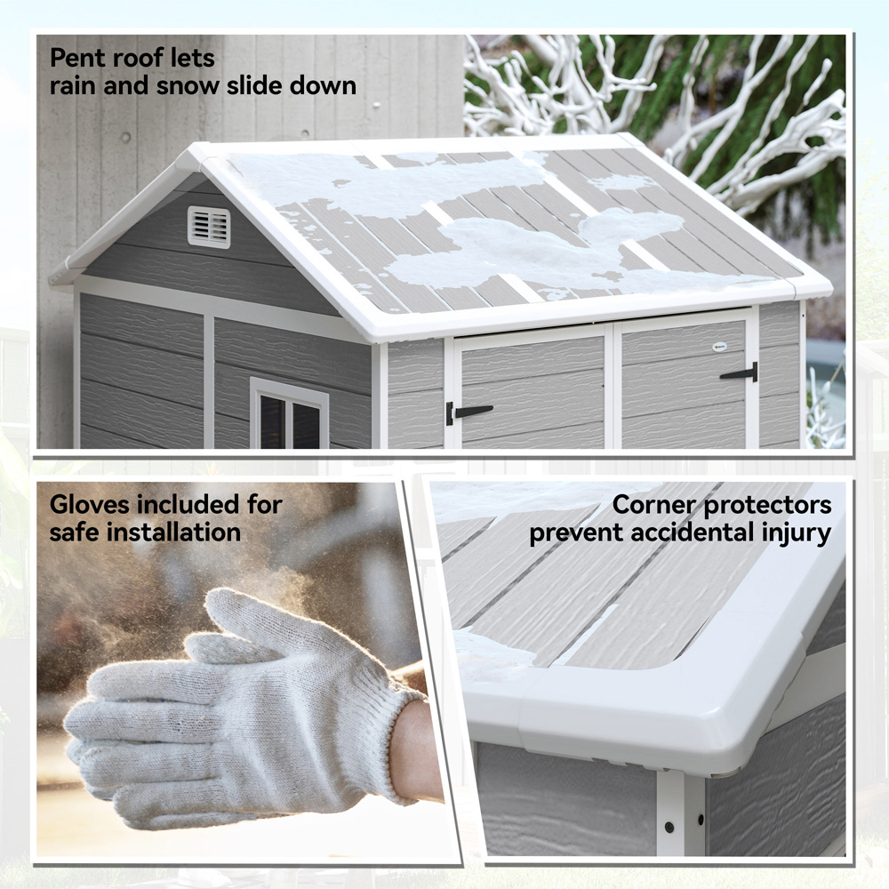 Outsunny 6 x 6ft Grey Plastic Garden Shed with Floor Image 3