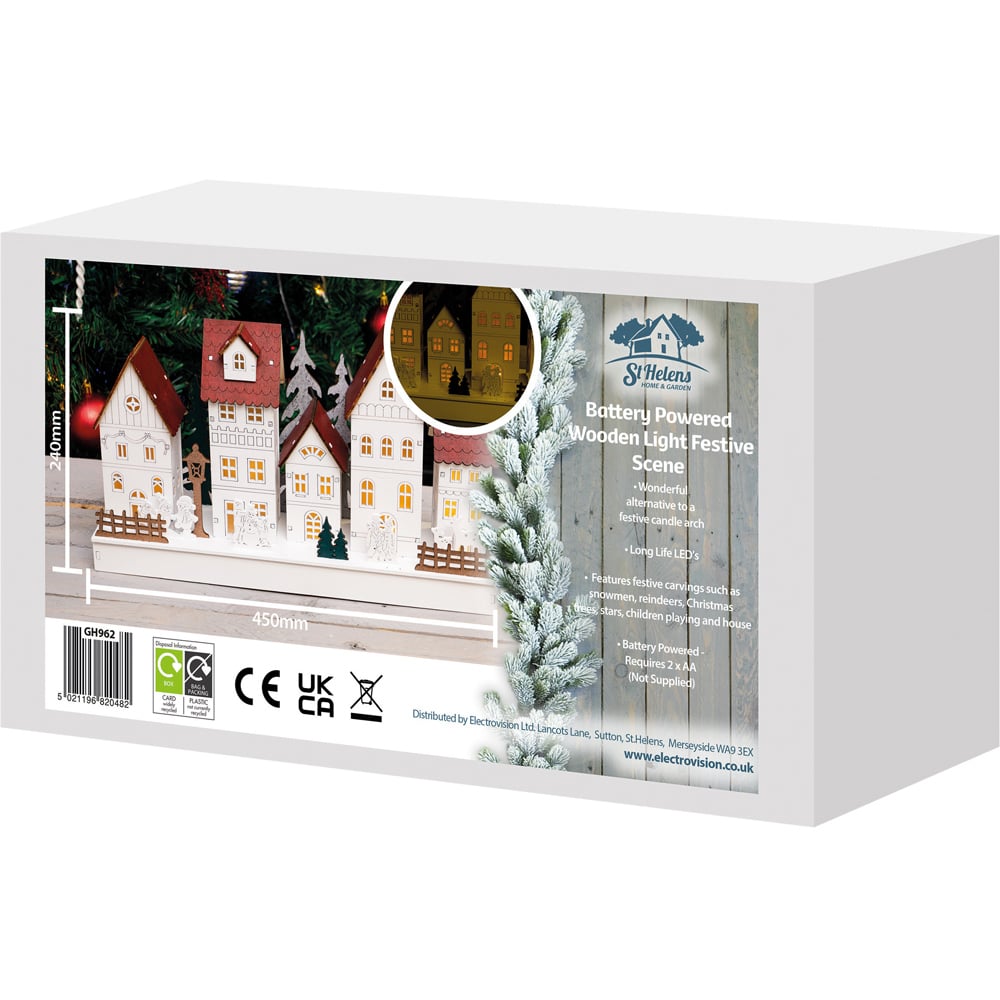 St Helens White and Red Flat Wooden Christmas Scenery Image 7