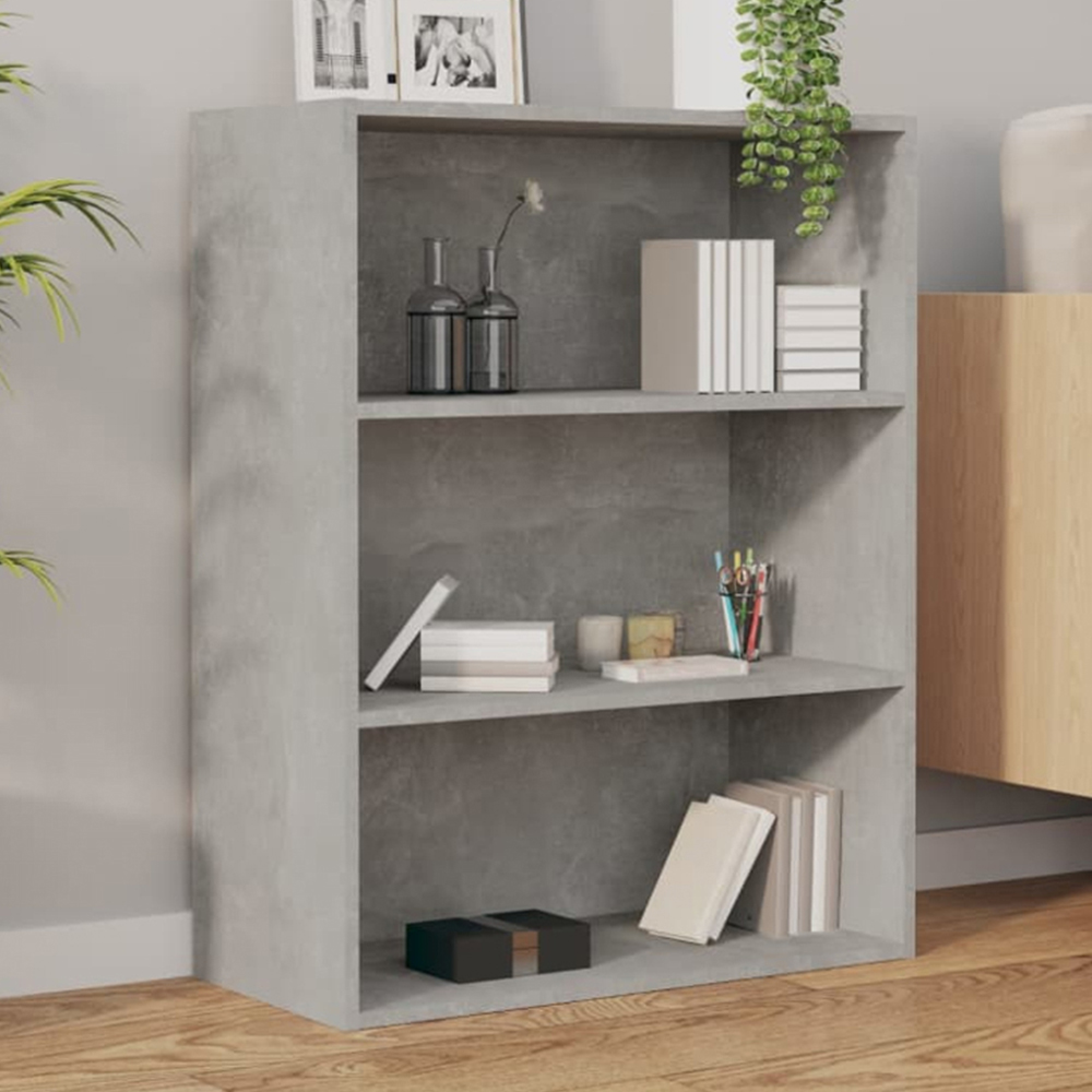 vidaXL 3 Open Shelf Concrete Grey Hanging Wall Cabinet Image 1
