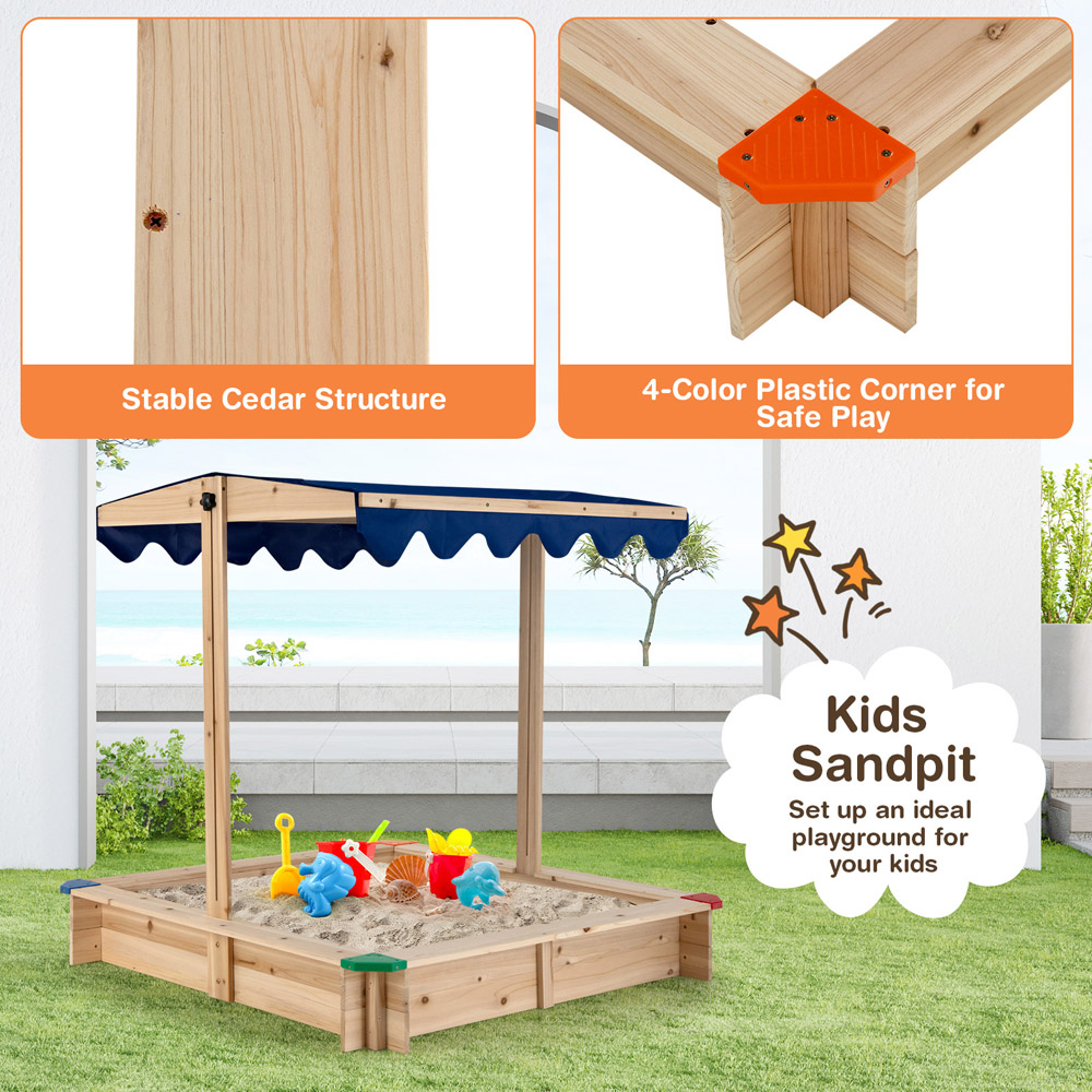 Costway Kids Wooden Sandbox with Protective Corners Image 8