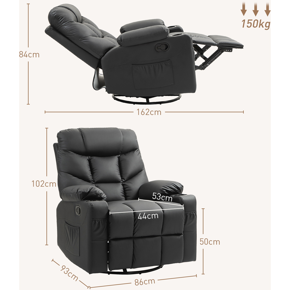 Portland Black Manual Recliner Chair with Cup Holder Image 8