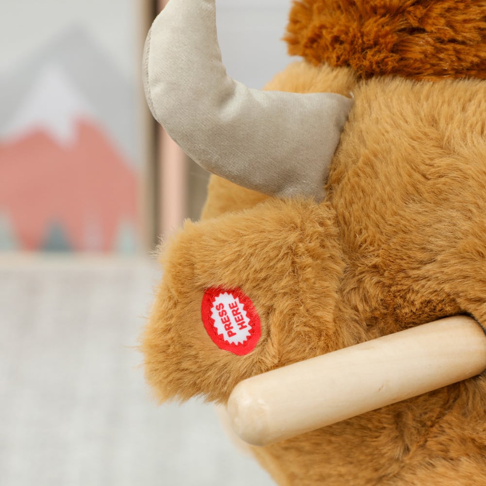 Tommy Toys Plush Brown Cow Baby Rocking Horse with Song Image 4