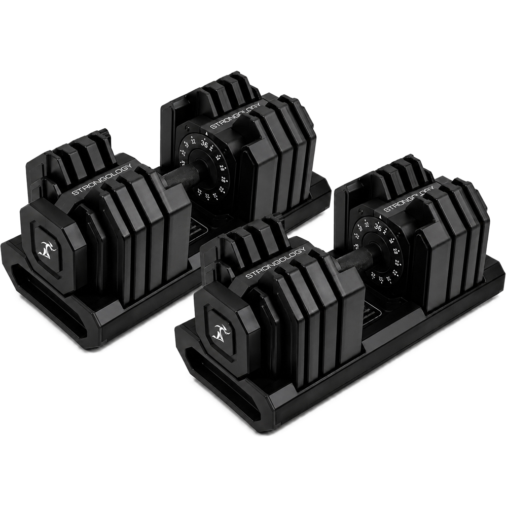 Strongology FLEX36 Black Adjustable Dumbbells 4kg-36kg Image 1