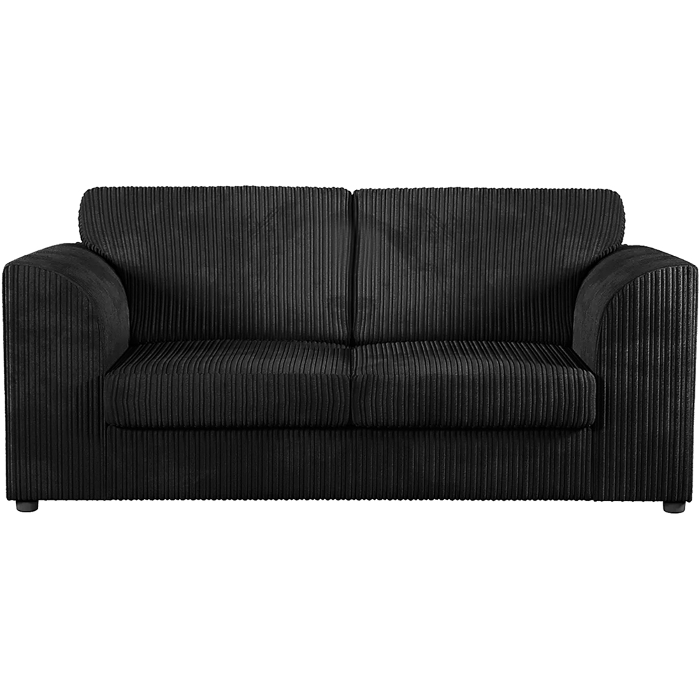 Luxor 6 Seater Black Jumbo Cord Full Back Sofa Suite Image 3
