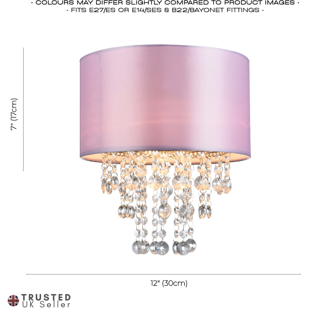 Happy Homewares Lilac Satin Fabric Transparent Acrylic Droplets Pendant Shade Image 7