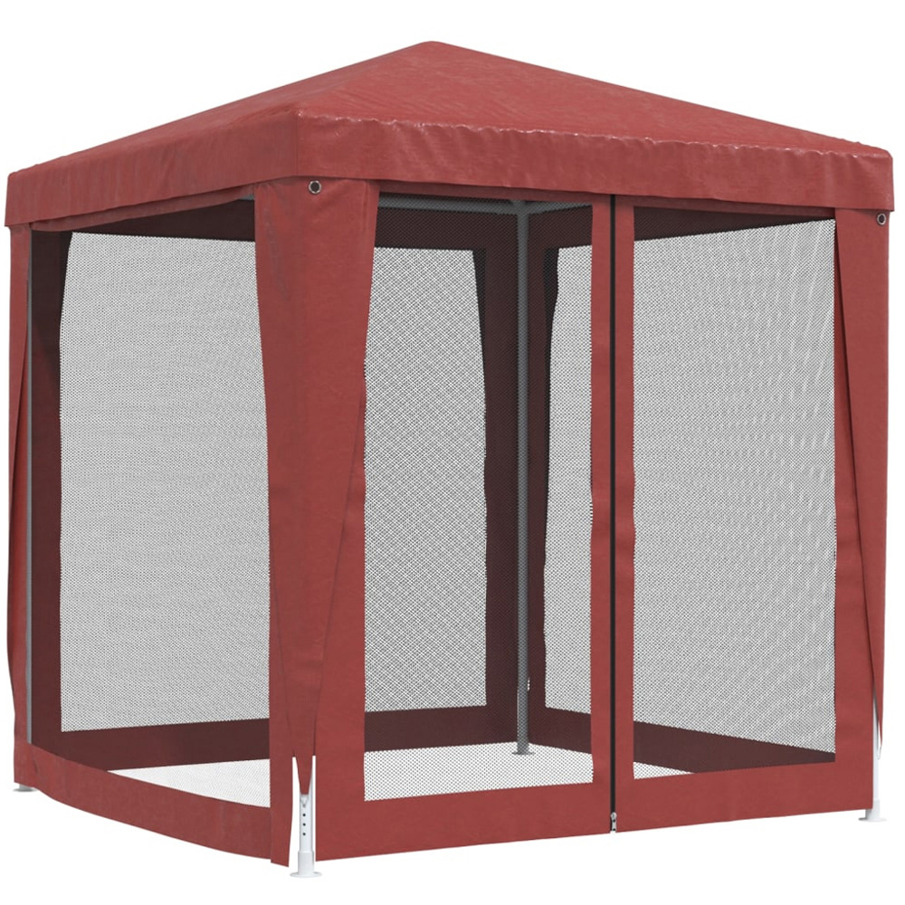 vidaXL 2 x 2m Red Party Tent with 4 Mesh Sidewalls Image 5