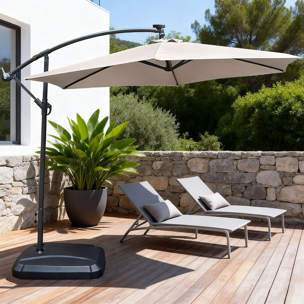 Direct Wicker Light Beige Crank Handle Cantilever Parasol 2.94m Image 4