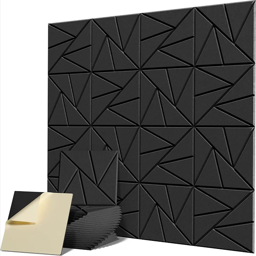 Gr8 Home Black Square Self Adhesive Acoustic Wall Panel Set 12 Pack Image 3
