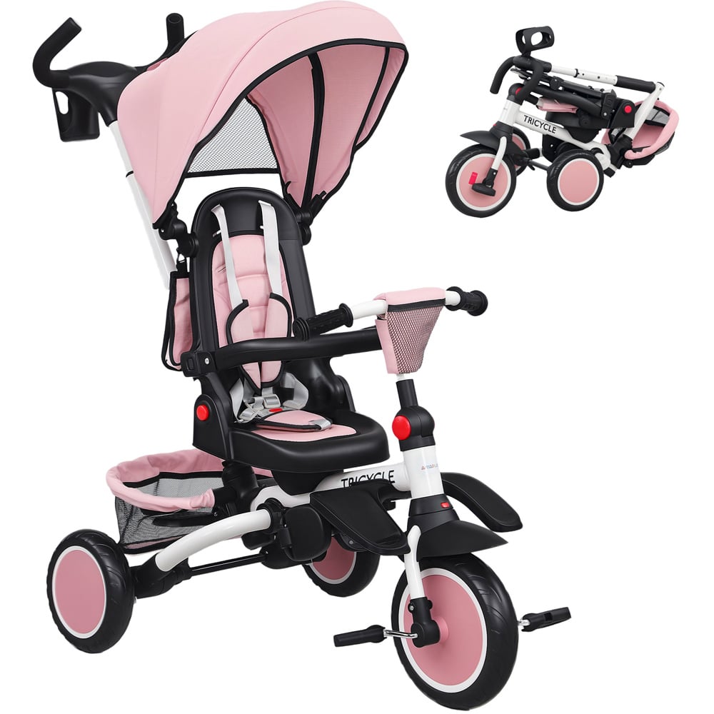 Tommy Toys 6-in-1 Toddler Pink 5 Point Harness Trike with Parent Handle Image 3