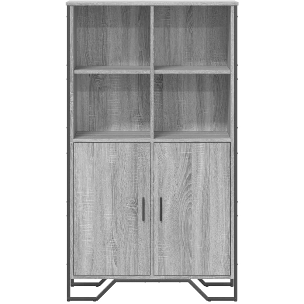 vidaXL 2 Door 4 Open Shelf Grey Sonoma and Black Highboard Image 4