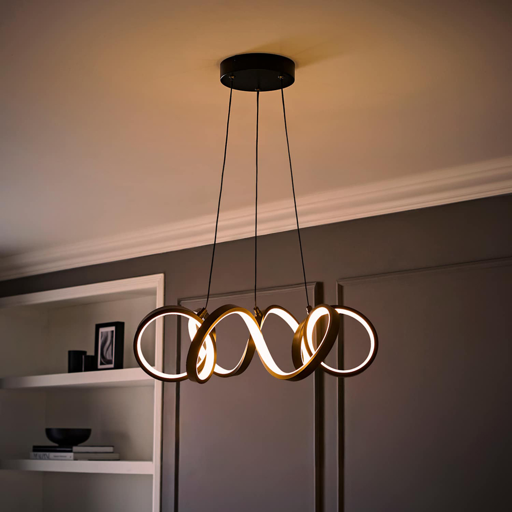 ValueLights Infinity Black Round Wiggle Integrated LED Ceiling Pendant Light Image 2