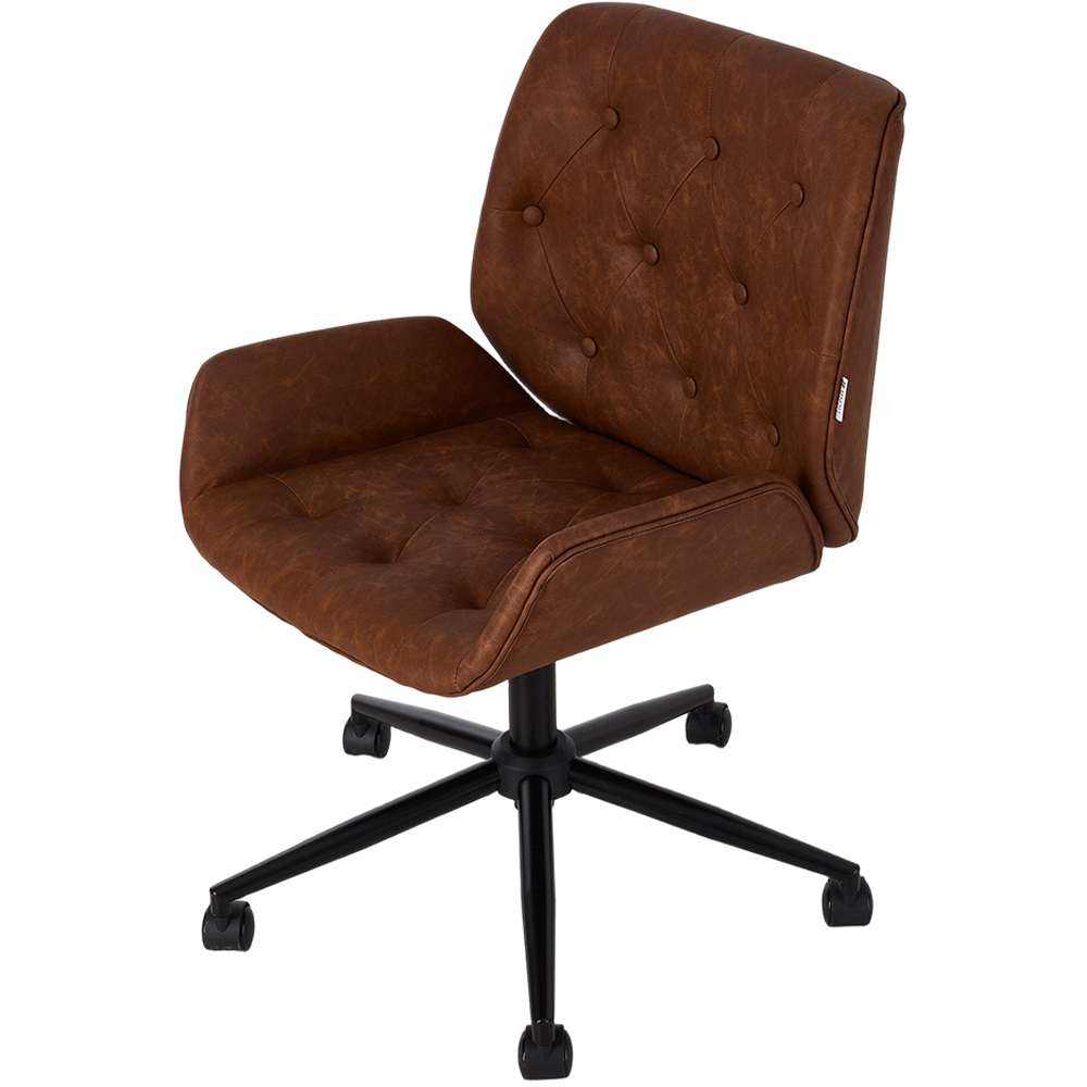 Living and Home Brown PU Leather Swivel and Adjustable Retro Office Chair Image 2