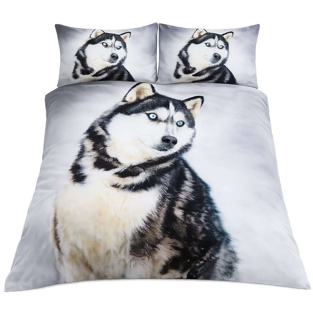 Smart Living King Size 3D Husky Print Duvet Cover Set Image 2