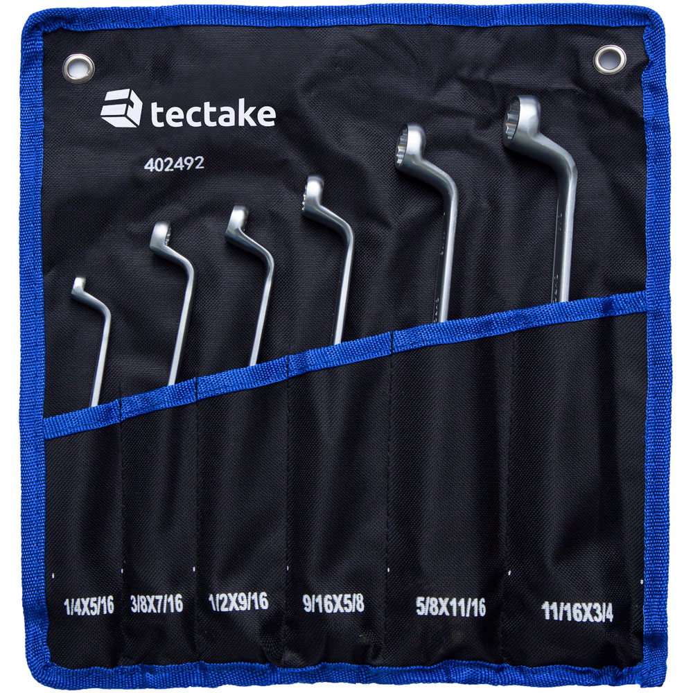 tectake 6 Piece Double Ring Cranked Spanner Set Image 2
