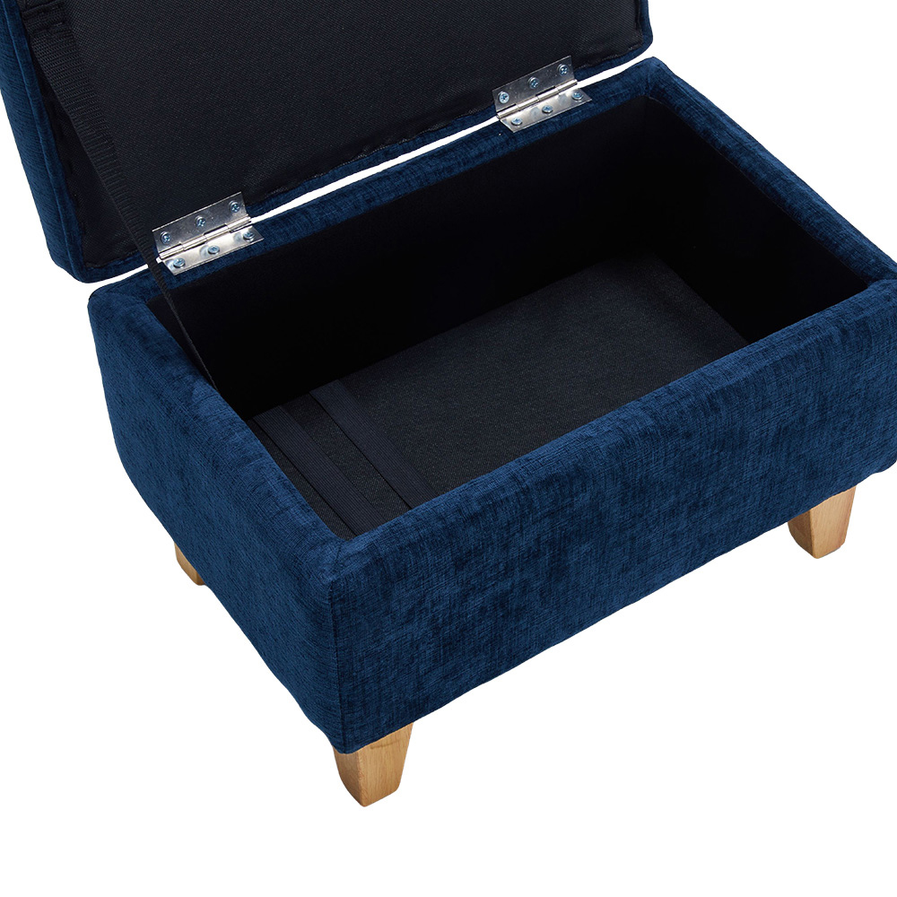 Living and Home Blue Chenille Upholstered Storage Ottoman Image 6