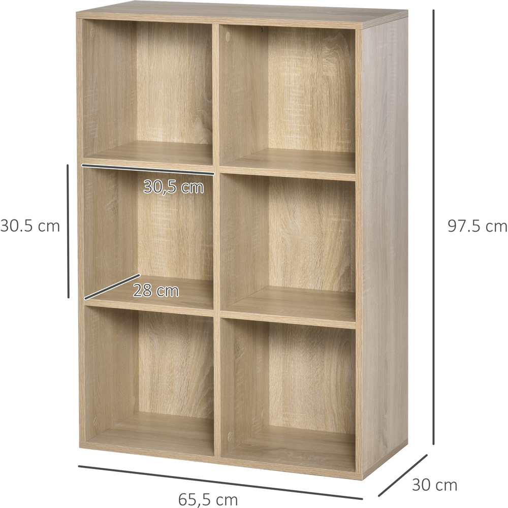Portland 6 Storage Shelf Oak Bookcase Image 8