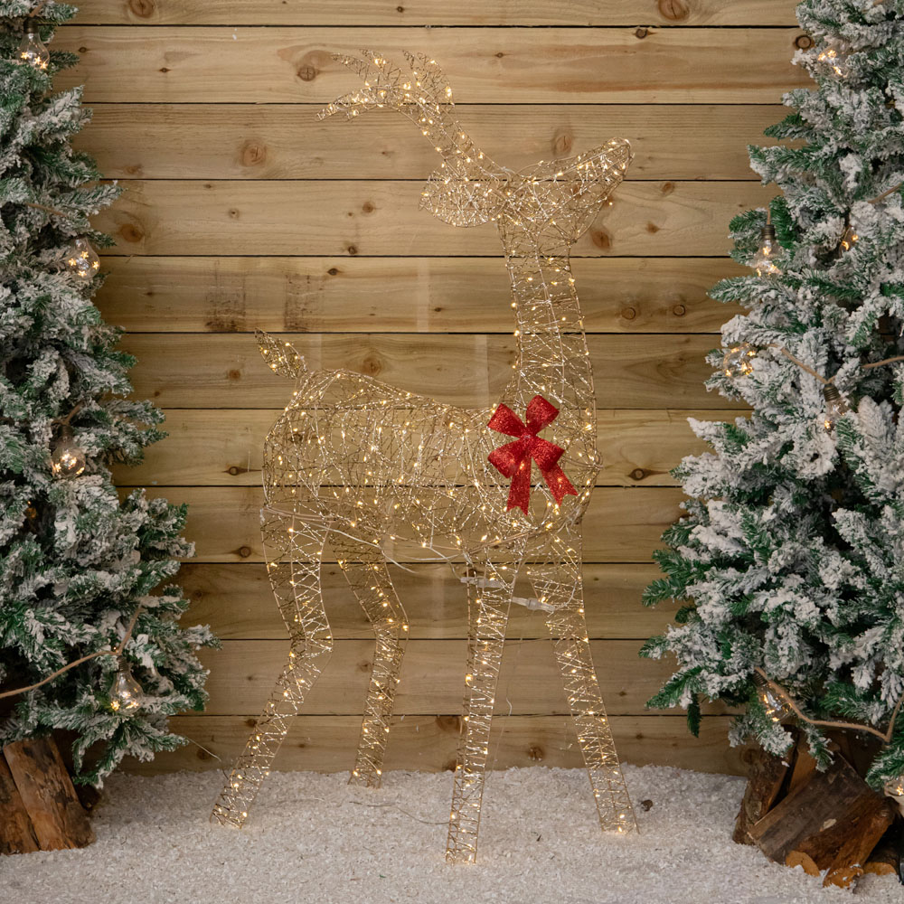 Samuel Alexander 300 Warm White LED Gold Twist Standing Reindeer Christmas Decoration 4ft Image 3
