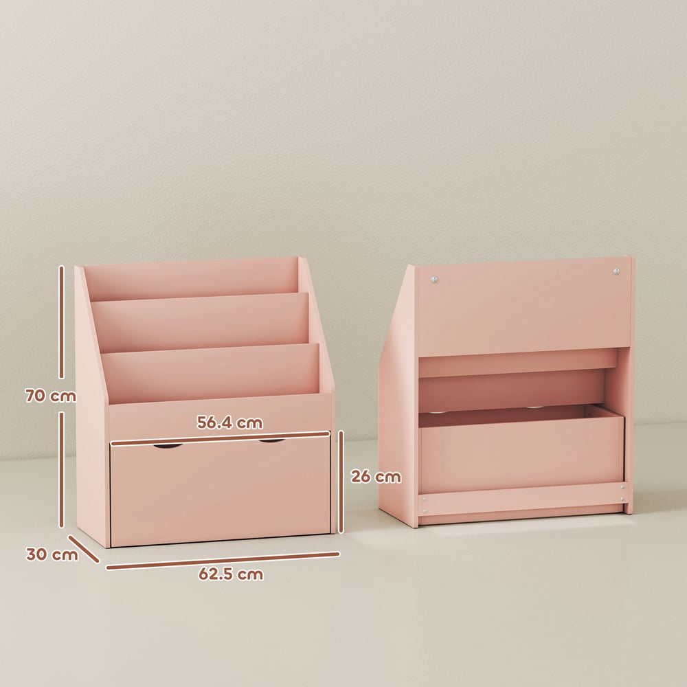 AIYAPLAY 3 Shelf Single Drawer Pink Kids Bookcase Image 9