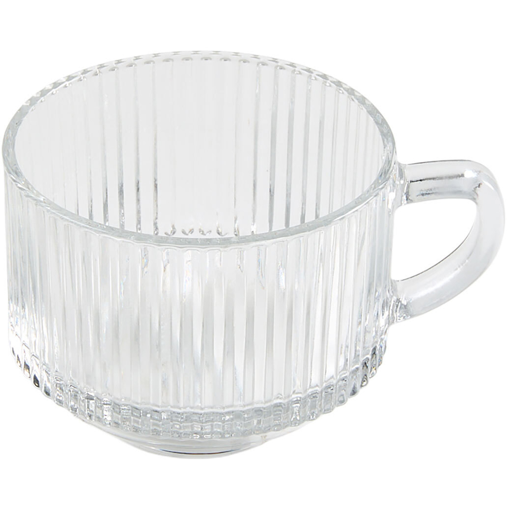 Pack of 4 Ribbed Stackable Glass Mugs Clear Image 3